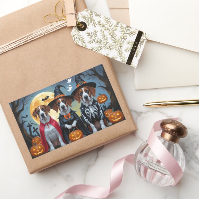 Pegatina Rectangular Gran Dane Dogs Calabaza Halloween Funny (Regalar)