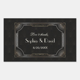 Pegatina Rectangular Gran Glamoroso Gran Gatsby Boda Art Deco