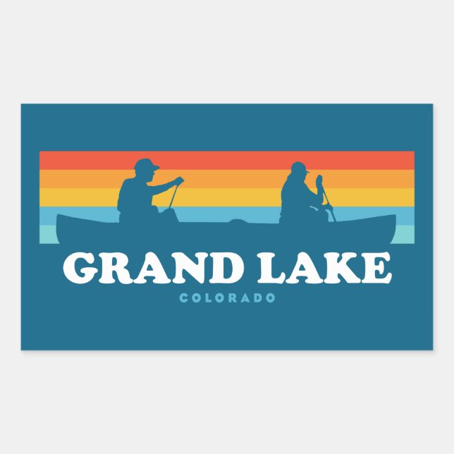 Pegatina Rectangular Gran Lago Colorado Canoe (Anverso)