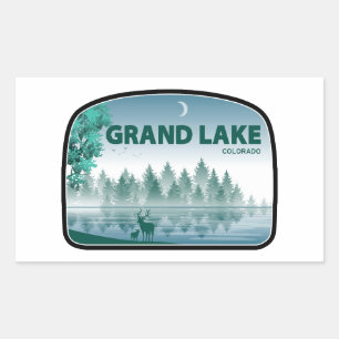 Pegatina Rectangular Gran Lago Colorado Deer