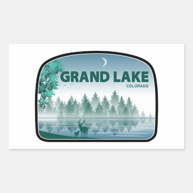 Pegatina Rectangular Gran Lago Colorado Deer (Anverso)