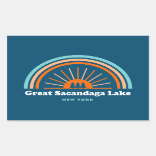 Pegatina Rectangular Gran Lago Sacandaga Arcoiris de Nueva York