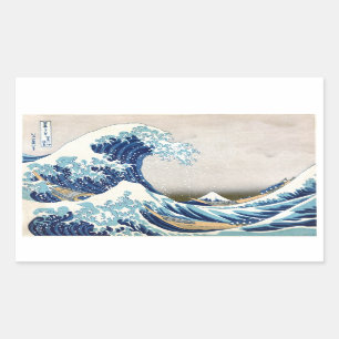 Pegatina Rectangular Gran ola de Bella Artes japonés Kanagawa Hokusai