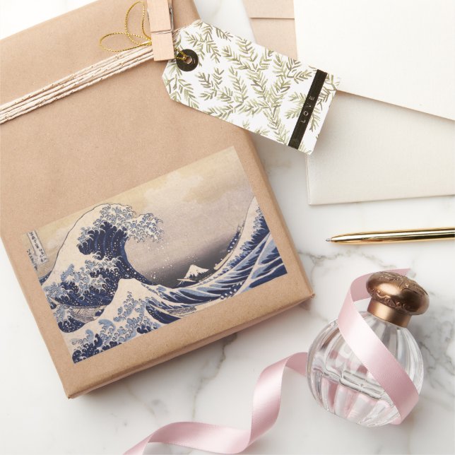Pegatina Rectangular Gran ola frente a la costa de Kanagawa por Hokusai (Regalar)