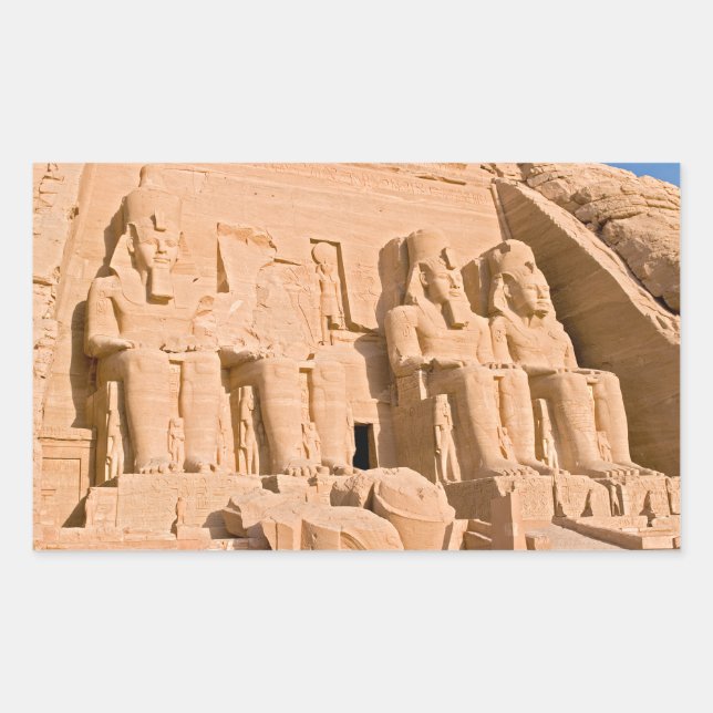 Pegatina Rectangular Gran templo de Abu Simbel - Ramses II - Egipto (Anverso)