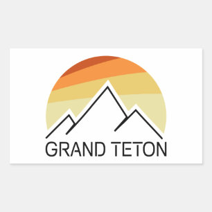 Pegatina Rectangular Gran Teton Wyoming Retro
