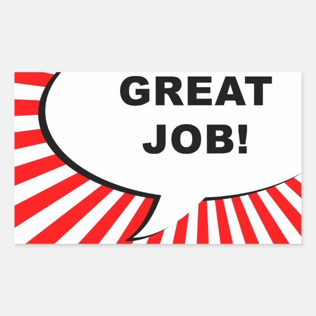 Pegatina Rectangular gran trabajo! burbuja cómica (Anverso)