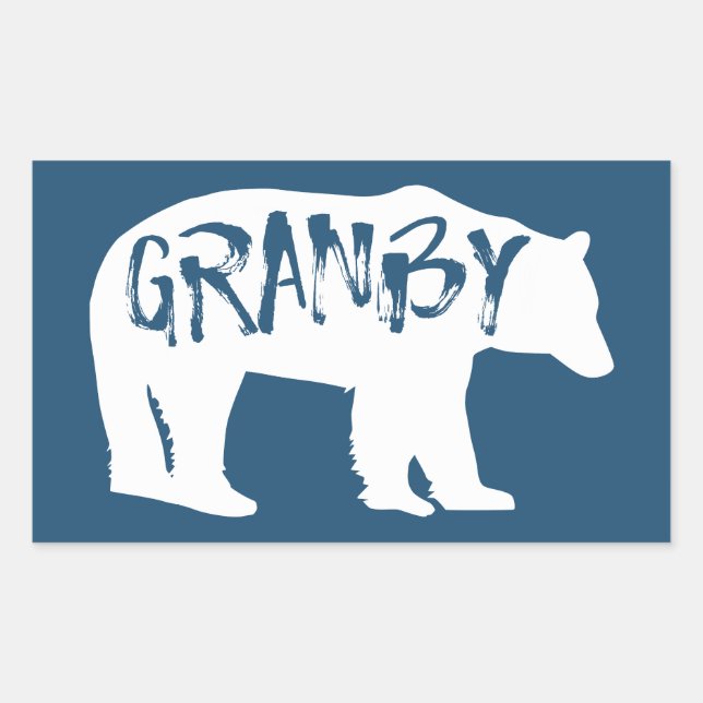 Pegatina Rectangular Granby Colorado Bear (Anverso)
