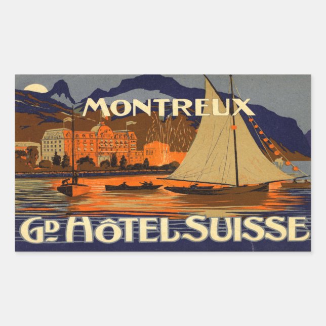 Pegatina Rectangular Grand Hotel Suisse Montreux (Anverso)