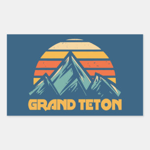 Pegatina Rectangular Grand Teton Retro Turquesa