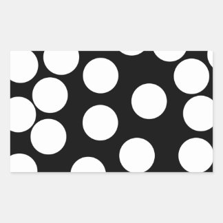 Pegatina Rectangular Grandes puntos en blanco y negro.