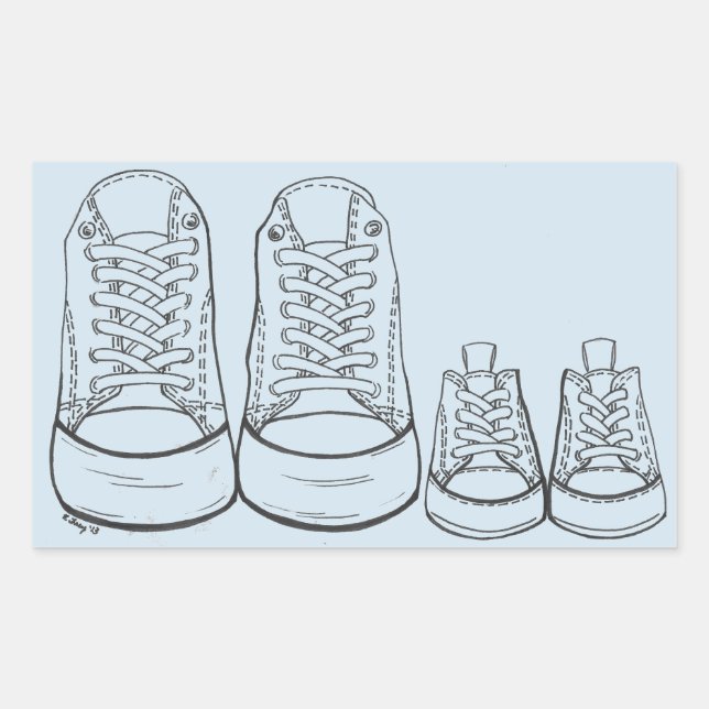 Pegatina Rectangular Grandes zapatillas de tenis Niño Azul Pegatinas de (Anverso)