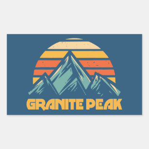 Pegatina Rectangular Granite Peak Montana Retro Turquesa