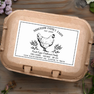 Pegatina Rectangular Granja familiar de huevos frescos personalizado
