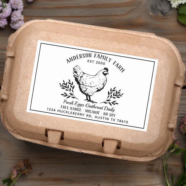 Pegatina Rectangular Granja familiar de huevos frescos personalizado (Subido por el creador)