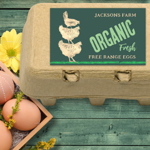 Pegatina Rectangular Granja Fresca Huevos Pollos orgánicos de gama libr