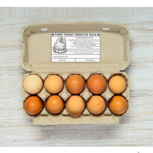 Pegatina Rectangular Granja Manejo de huevos frescos e instrucciones de (farm fresh egg handling instruction card sticker )