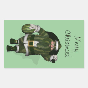 Pegatina Rectangular Granjero de sandías Santa Claus