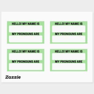 Pegatina Rectangular Granny Smith Name & Pronoun Labs