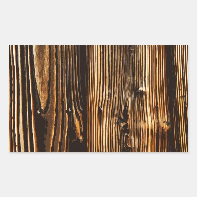 Pegatina Rectangular Grano de madera oscura rico (Anverso)