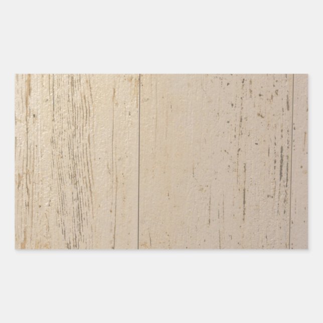 Pegatina Rectangular Grano de madera texturada lavado blanco (Anverso)
