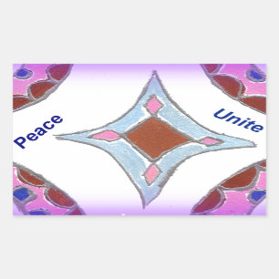 Pegatina Rectangular "Gratitud Paz Amor Unir" Impresión de Arte Mandala