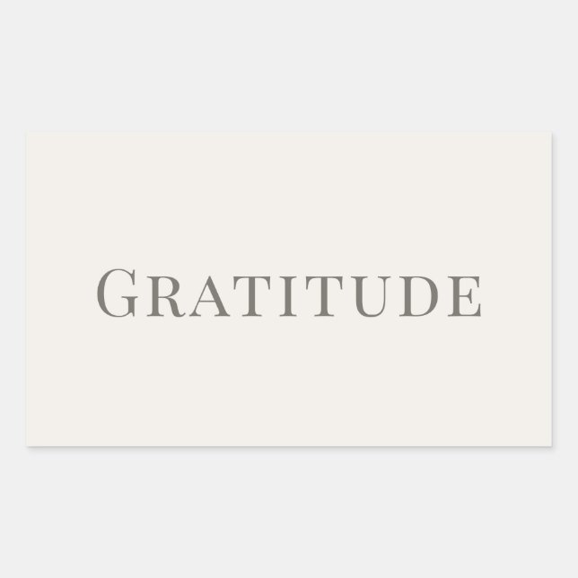 Pegatina Rectangular Gratitude – Minimal Typography Design (Anverso)