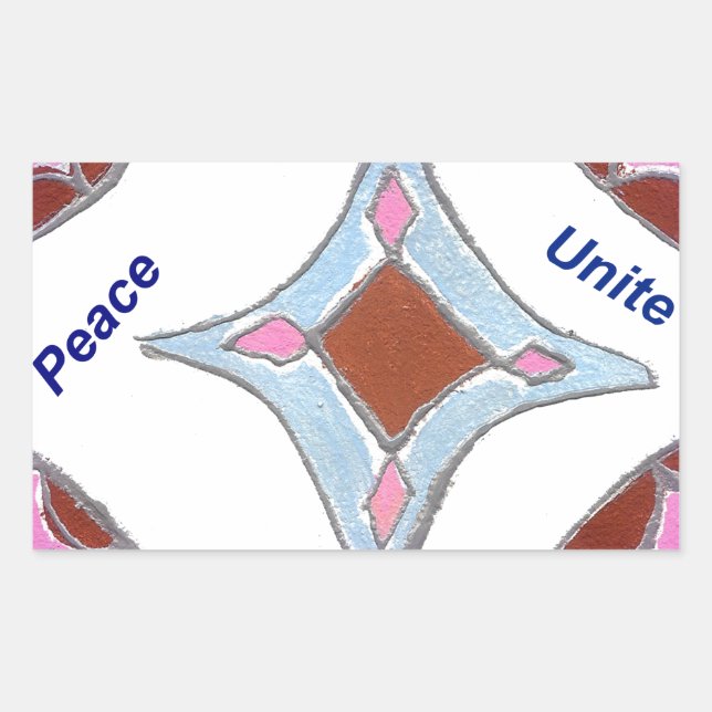 Pegatina Rectangular "Gratitude Peace Love Unite" Mandala Art Print (Anverso)