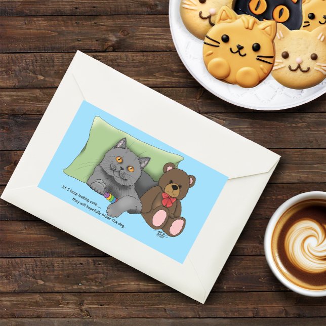 Pegatina Rectangular Gray Cat Teddy Bear (Subido por el creador)