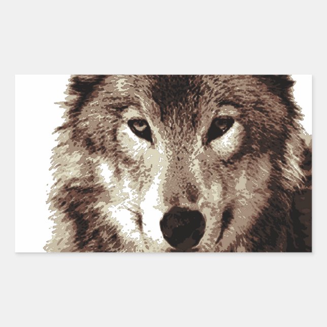 Pegatina Rectangular Gray Wolf (Anverso)