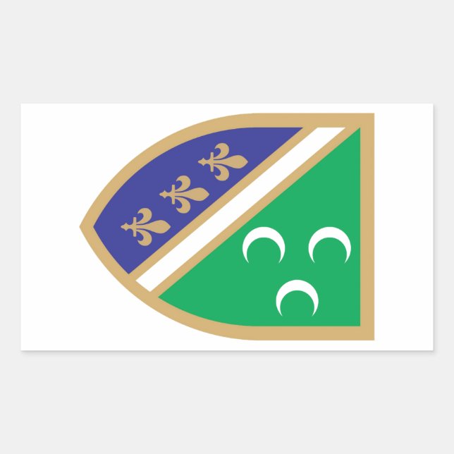 Pegatina Rectangular Grb Sandžaka, escudo de armas de Sandžak (Anverso)