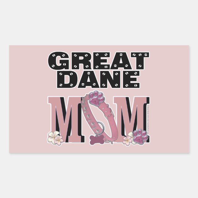 Pegatina Rectangular Great Dane MOM (Anverso)