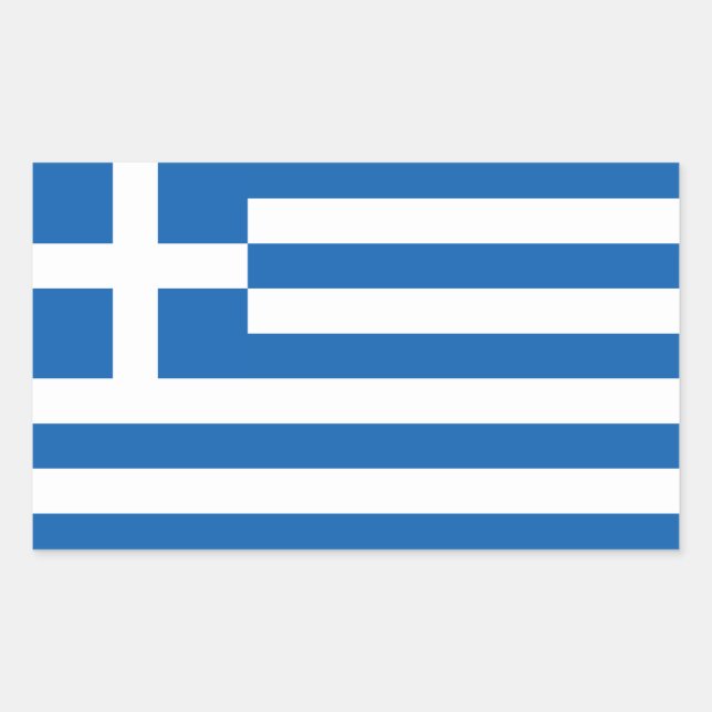 Pegatina Rectangular Grecia - Bandera Nacional Griega (Anverso)