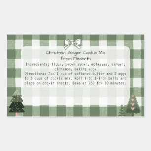 Pegatina Rectangular Green Gingham Trees Navidades Cookie Mix Labels