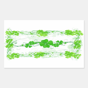 Pegatina Rectangular Green Lucky Shamrock