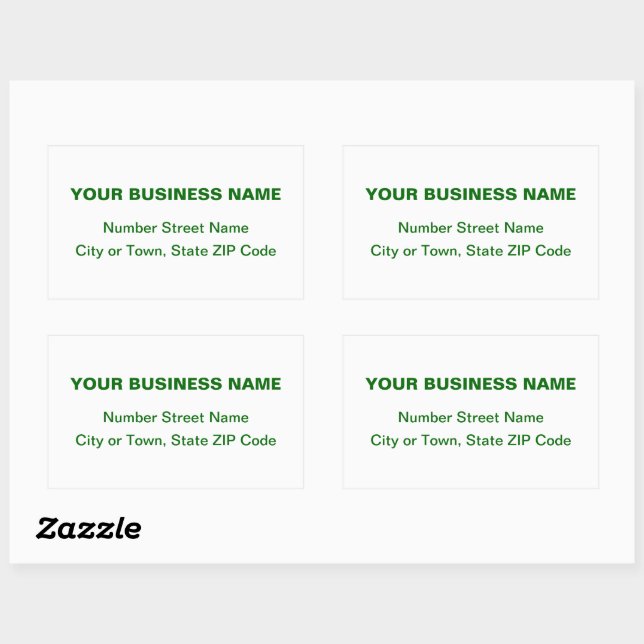 Pegatina Rectangular Green Plain Texts Business Address on White (Hoja)