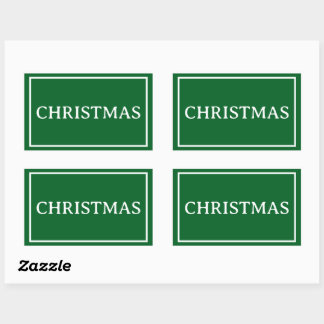 Pegatina Rectangular Green Simple Christmas Word