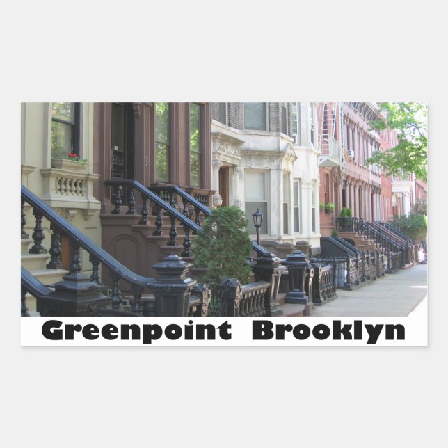 Pegatina Rectangular Greenpoint Brookyly Brownstone Buildings (Anverso)