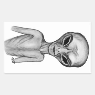 Pegatina Rectangular Grey Alien , quiero creer