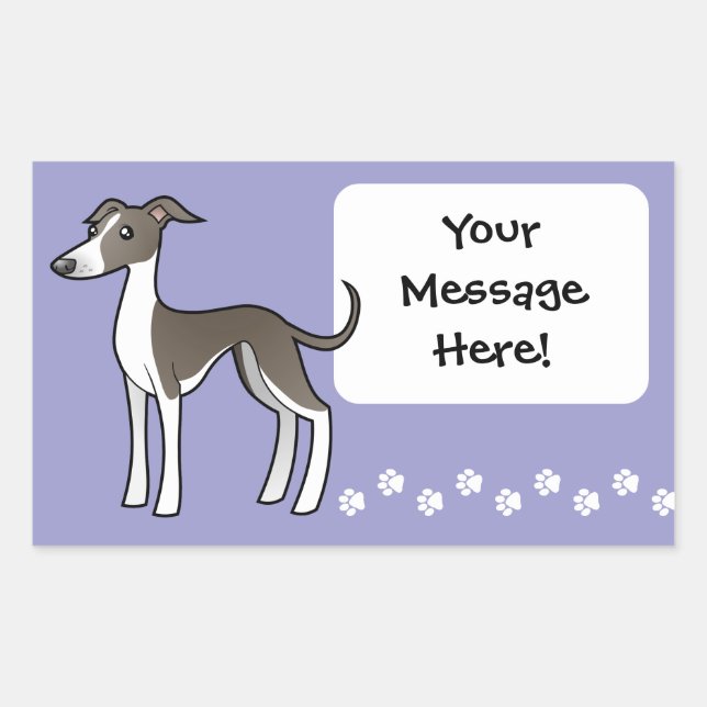 Pegatina Rectangular Greyhound personalizado / Whippet / Greyhound ital (Anverso)