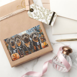 Pegatina Rectangular Griffon Halloween Spooky con hilo de cabeza