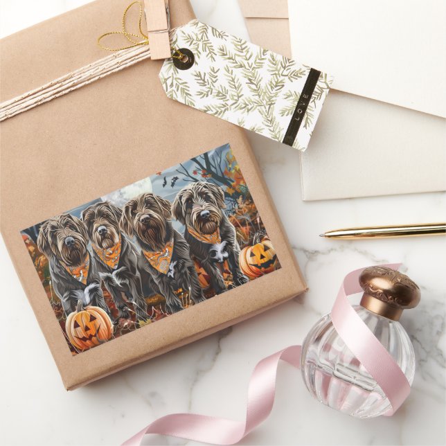 Pegatina Rectangular Griffon Halloween Spooky con hilo de cabeza (Regalar)