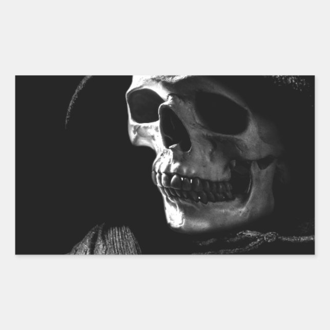 Pegatina Rectangular Grim Reaper Skull (Anverso)