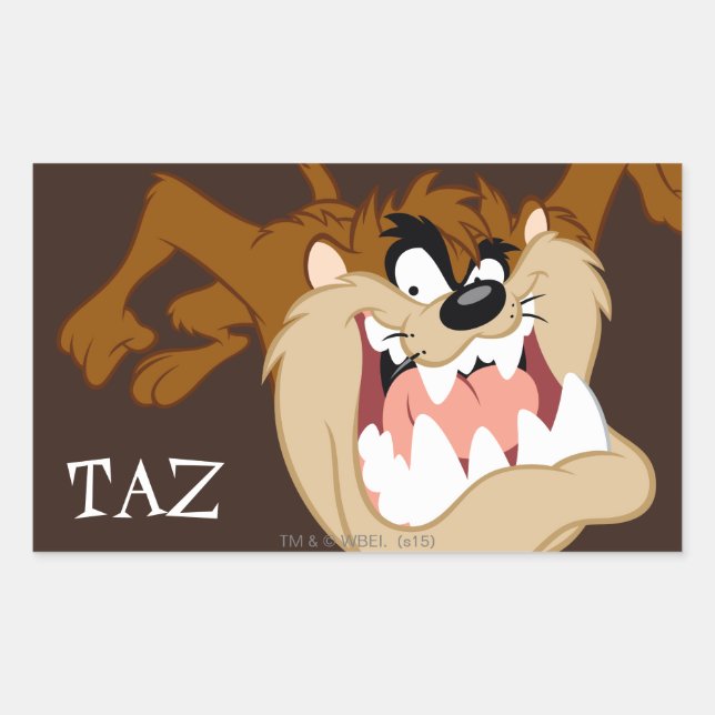 Pegatina Rectangular Grin malvada TAZ™ (Anverso)