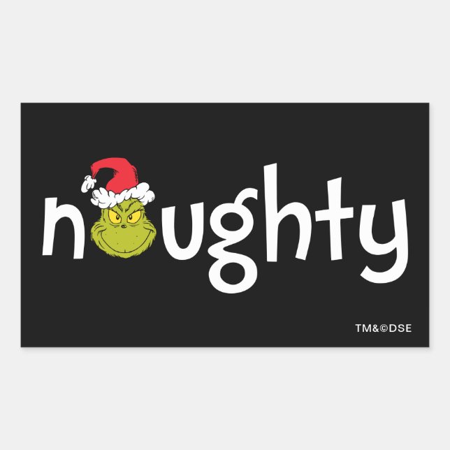 Pegatina Rectangular Grinch es travieso (Anverso)