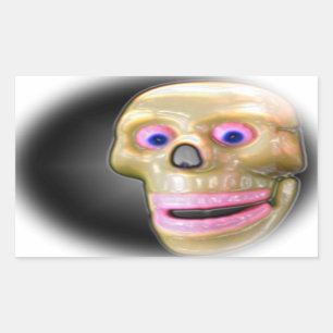 Pegatina Rectangular Grinning Spookan Color Skull Halloween