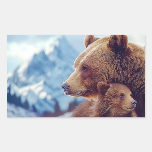 Pegatina Rectangular Grizzly Bear 399, GB 399 (Anverso)