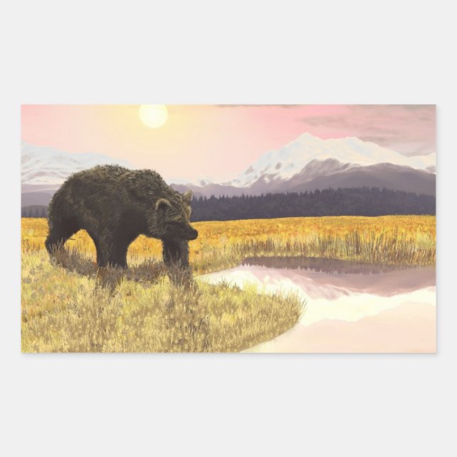 Pegatina Rectangular Grizzly Pond (Anverso)