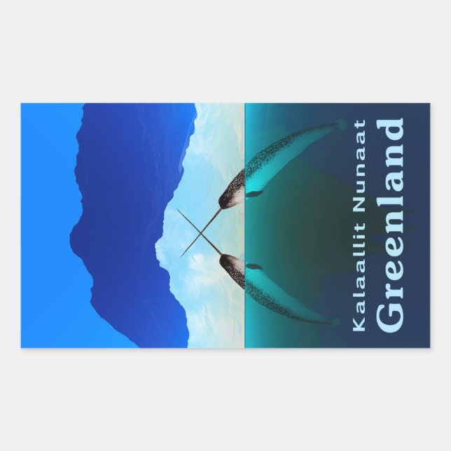 Pegatina Rectangular Groenlandia - Narwhal (Anverso)