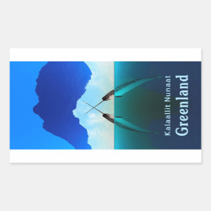 Pegatina Rectangular Groenlandia - Narwhal
